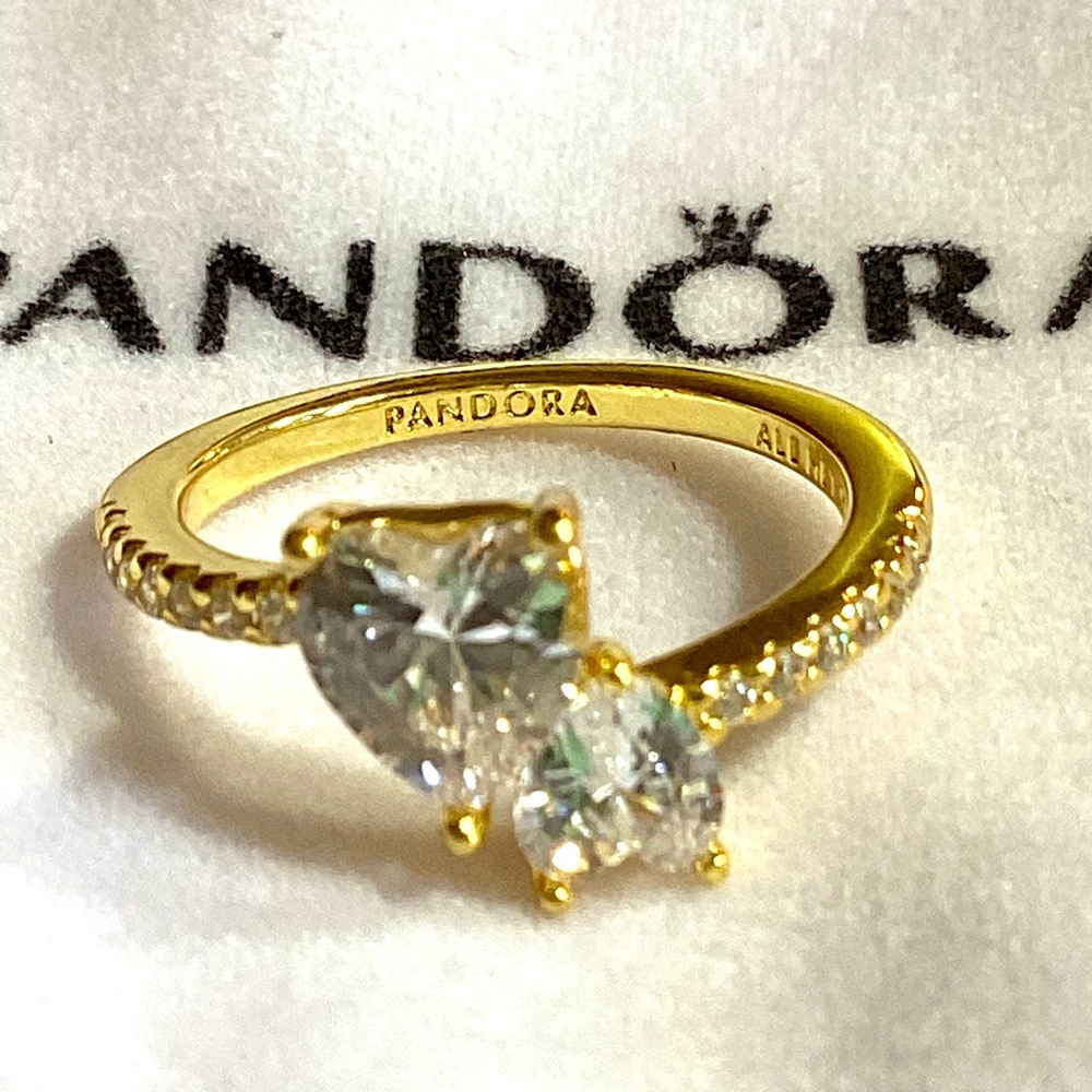 Pandora Gold and Silver Heart Ring size 8